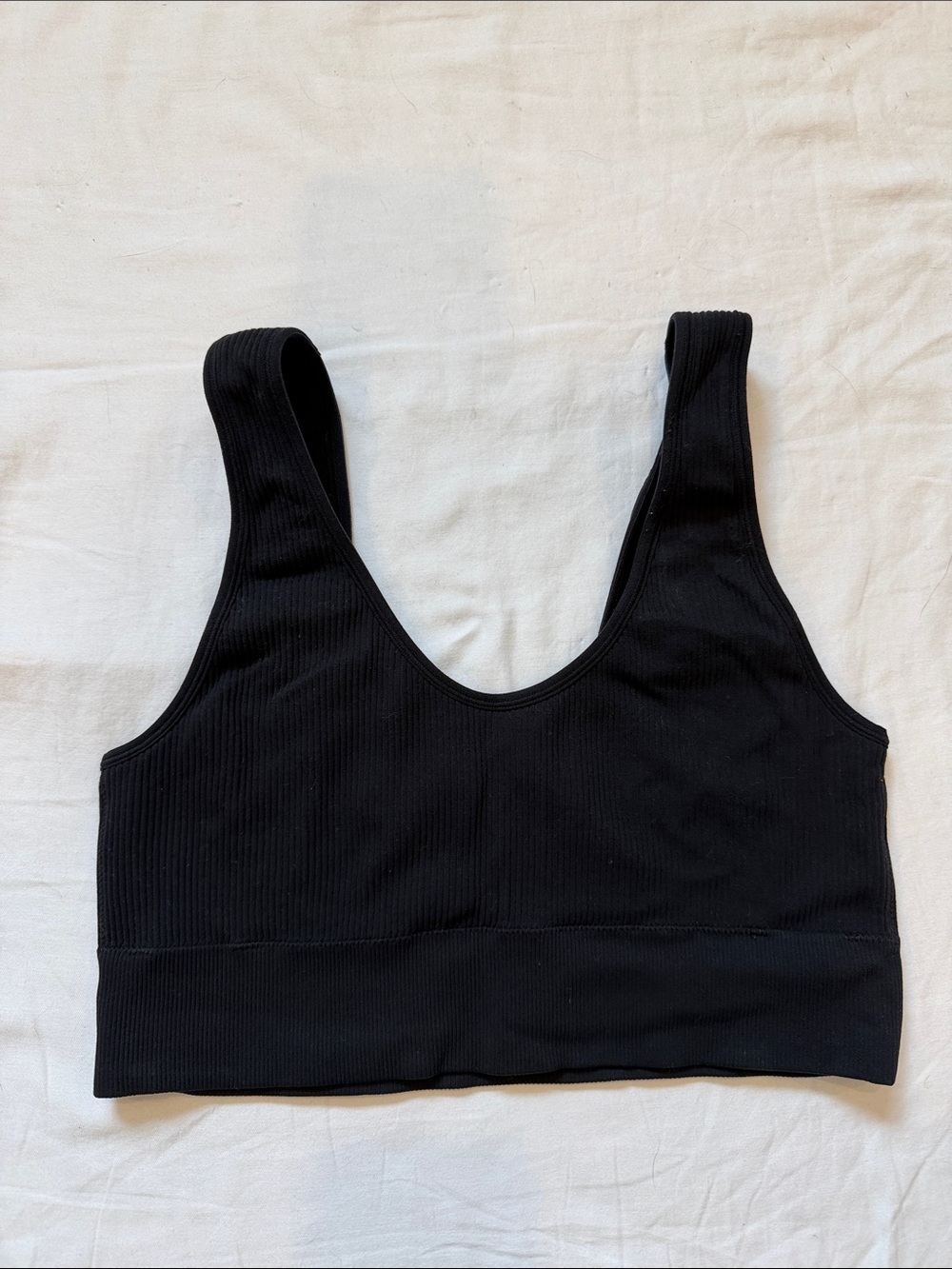 aerie Black Ribbed Scoop Bralette Tank